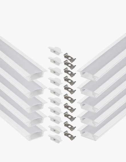 KIT COM 10 UNIDADES - Perfil para LED de embutir Branco 2 metros